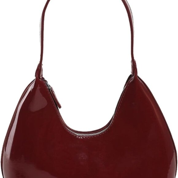 Patent Leather Hobo Clutch Evening Bag Women's Shoulder Satchel Compact - Picture 1 of 6